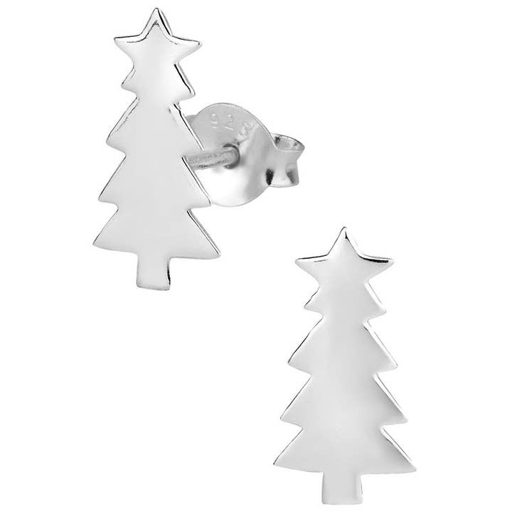 Sterling Silver Simple Shiny Christmas Tree for wholesale by Penny & Piper