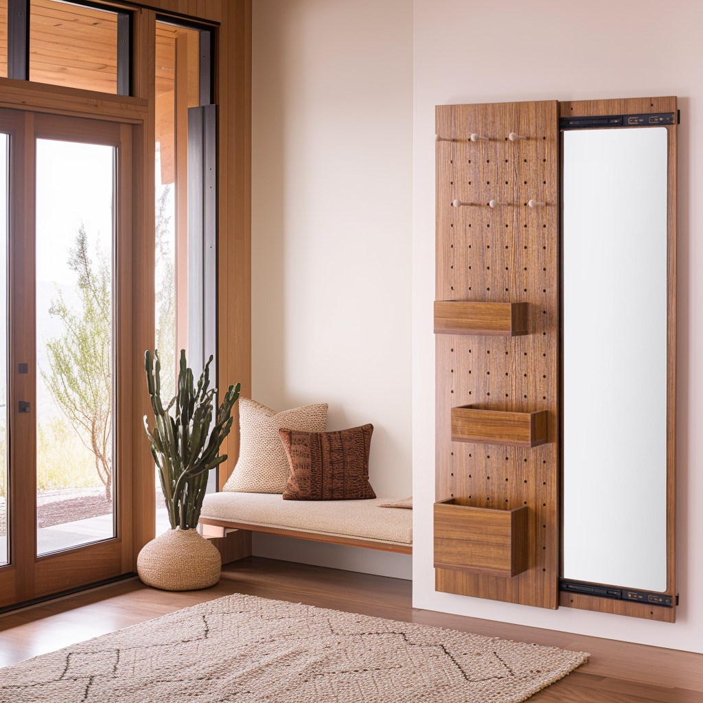 EP Design Lab - Wholesale Wall Mirror - Walnut Wall Mirror with Storage Shelf1