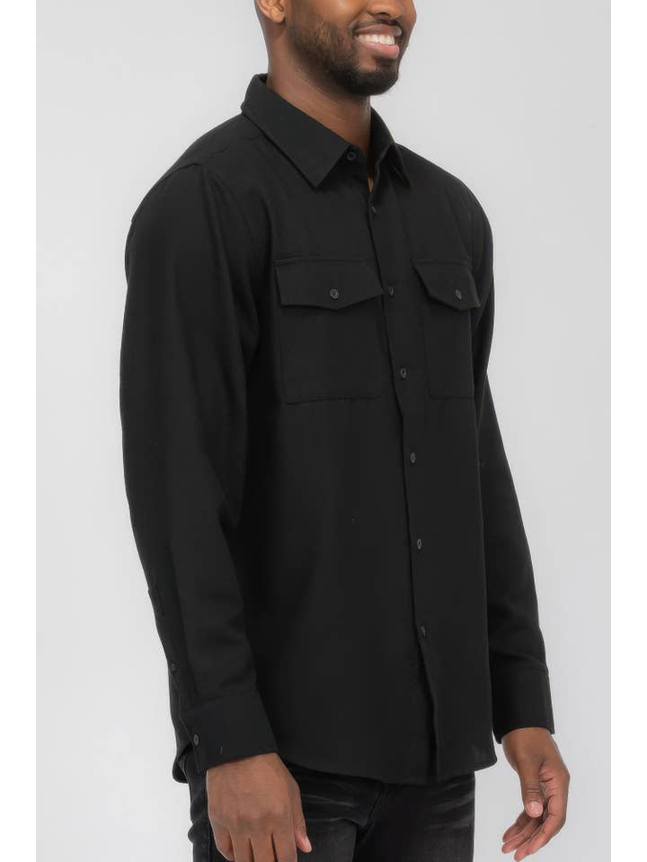 CC Wholesale Clothing - Wholesale Button Down Shirt - Men's - Mens Solid Flannel Shirt1