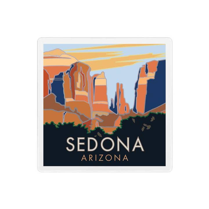 Sedona, Arizona - 4" x 4" Coaster for wholesale by M&W Design Co - Travel Posters