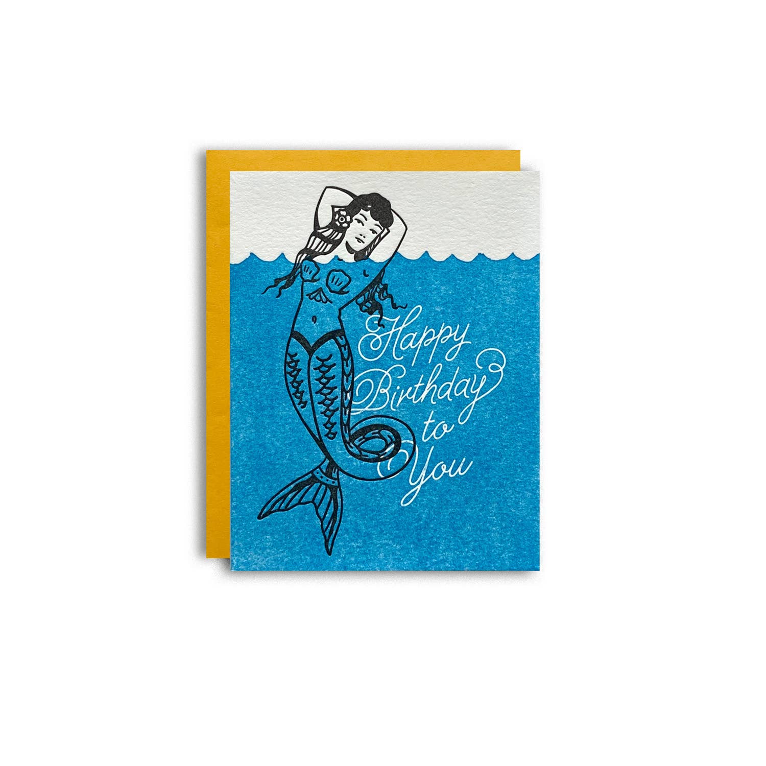 Pier Six Press - Wholesale Birthday Card - Birthday Mermaid - Letterpress Birthday Card2