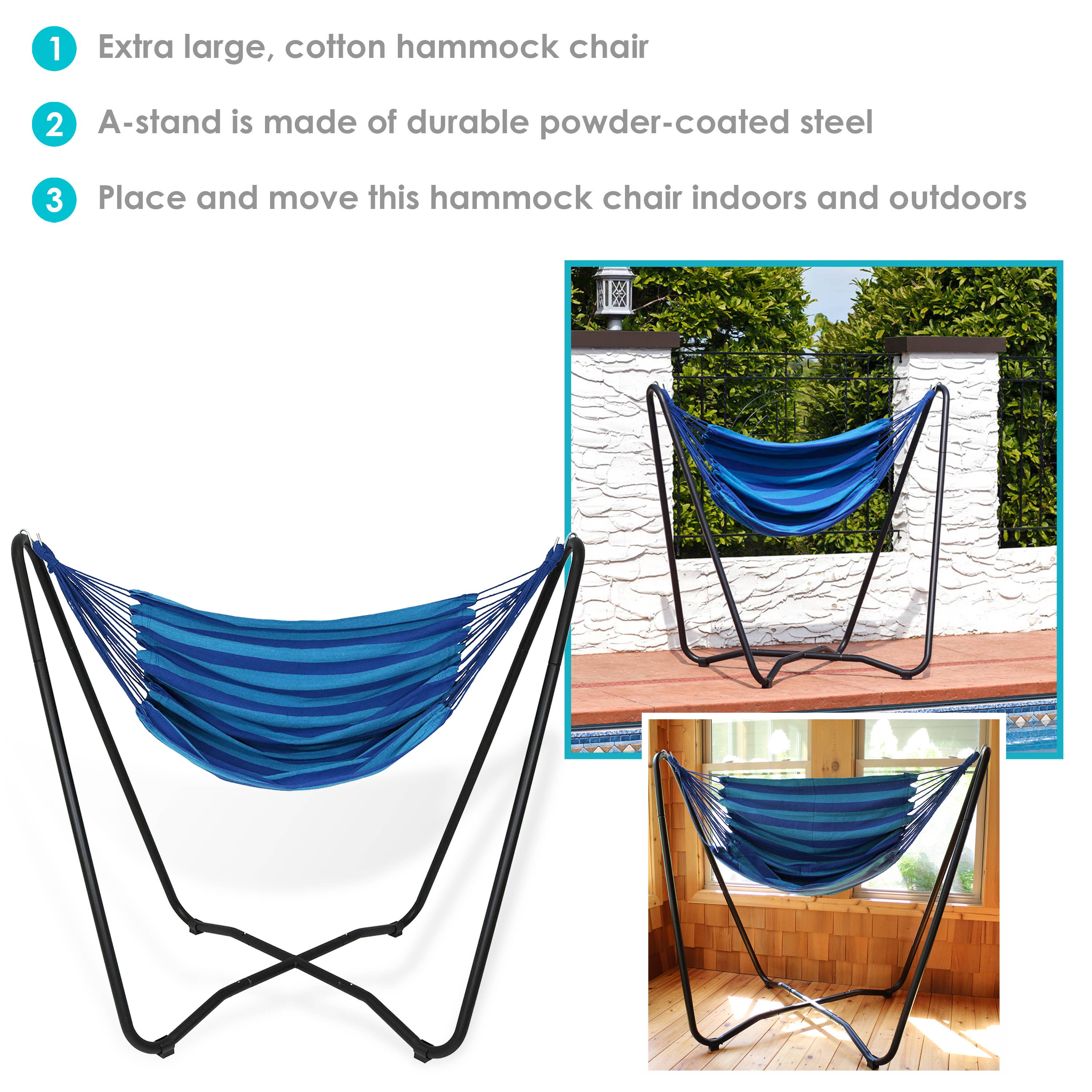 Sunnydaze Decor - Wholesale Hammock - Cotton Hammock Chair with Space Saving Stand - Beach Oasis2