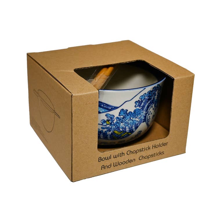 Fuji Merchandise Corporation - Wholesale Bowl - MIRA 6" BOWL WITH CHOPSTICKS – BLUE HOKUSAI3