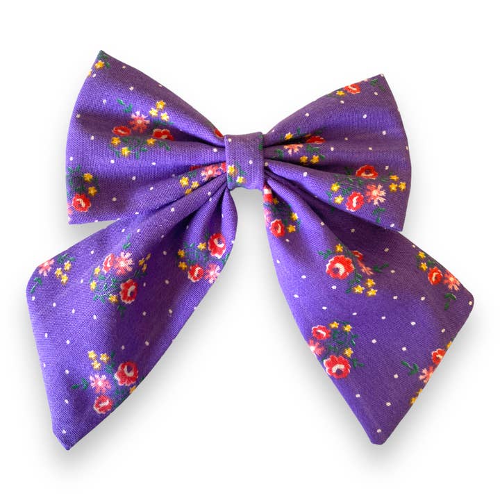 Purple Floral Sailor Bow for wholesale by Sophia Grace Crafts