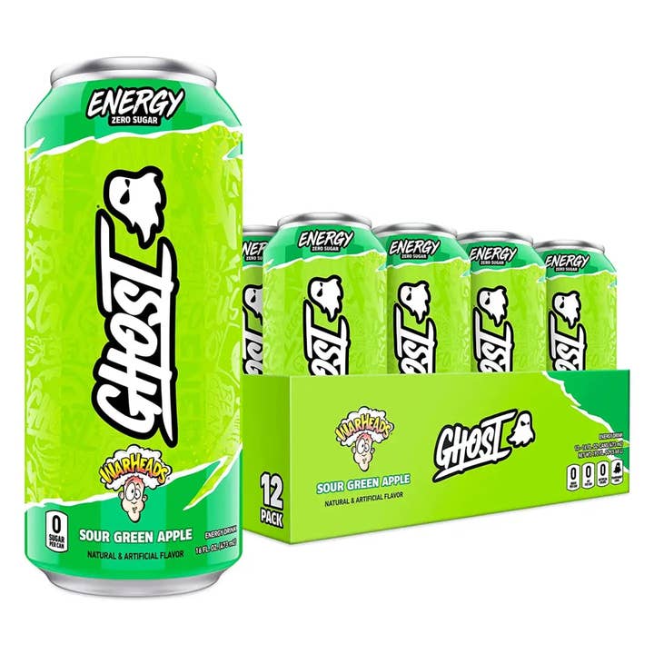 Echo Sales Canada - Wholesale Sports/Energy Drink - GHOST ENERGY WARHEADS Sour Green Apple- Sugar Free Energy Drink - 12-Pack, 16oz Cans
