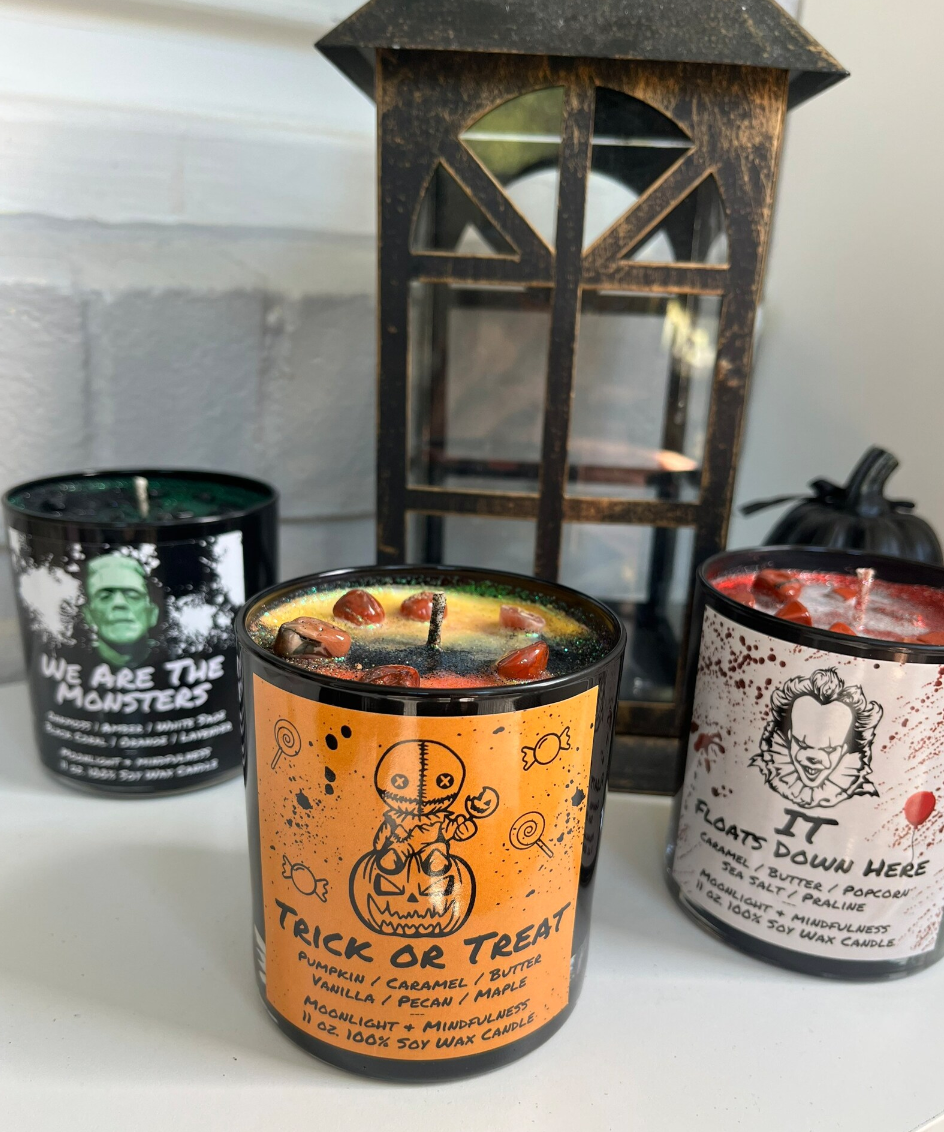 Moonlight & Mindfulness - Wholesale Jar/Filled Candle - Horror Movie Crystal Candles, 100% Soy Wax, Spooky Decor10