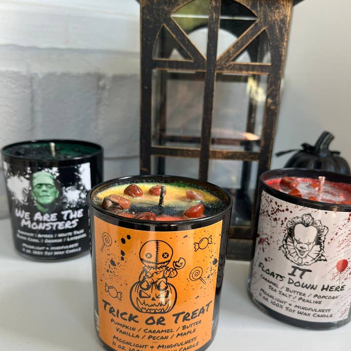 Moonlight & Mindfulness - Wholesale Jar/Filled Candle - Horror Movie Crystal Candles, 100% Soy Wax, Spooky Decor10