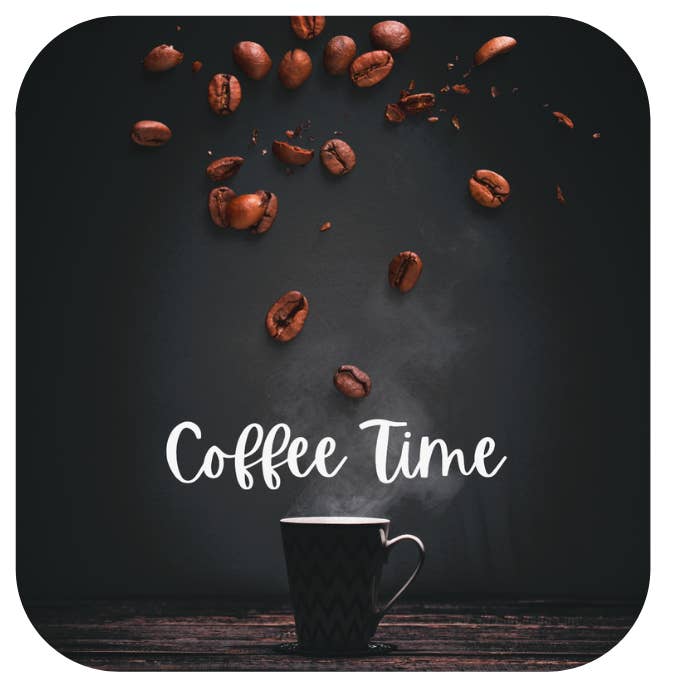 Aimant à café : Coffee Time avec des grains flottants pour la vente par Ron Knight Entertainment, LLC