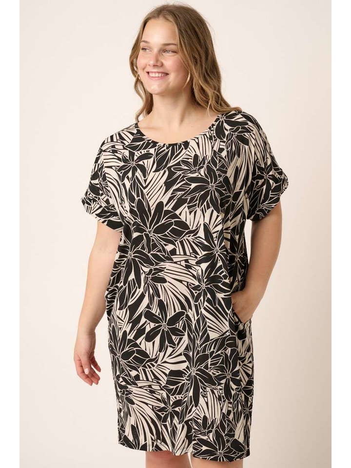 mittoshop - Wholesale Dress - Women's - D1912PL - PLUS TROPICAL PRINT DOLMAN MINI DRESS