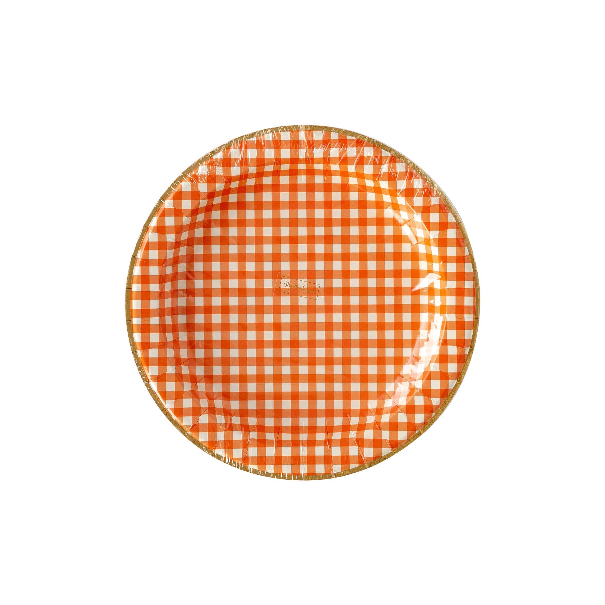 My Mind’s Eye - Wholesale Disposable Plate - THP929 - Harvest Orange Gingham Check 11" Plate1