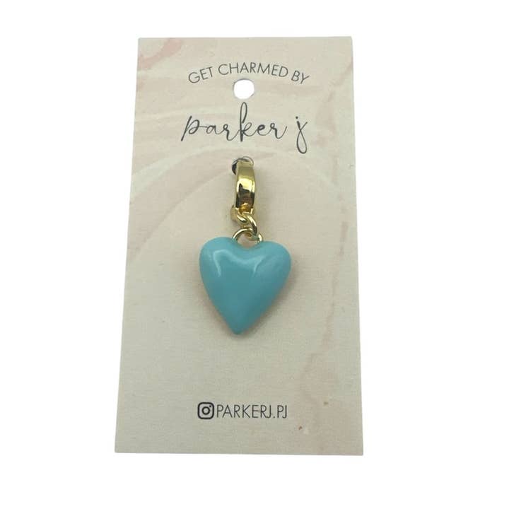 Blauwe Opgeblazen Hart Bedel voor wholesale door Parker J Jewelry & Charm Bar
