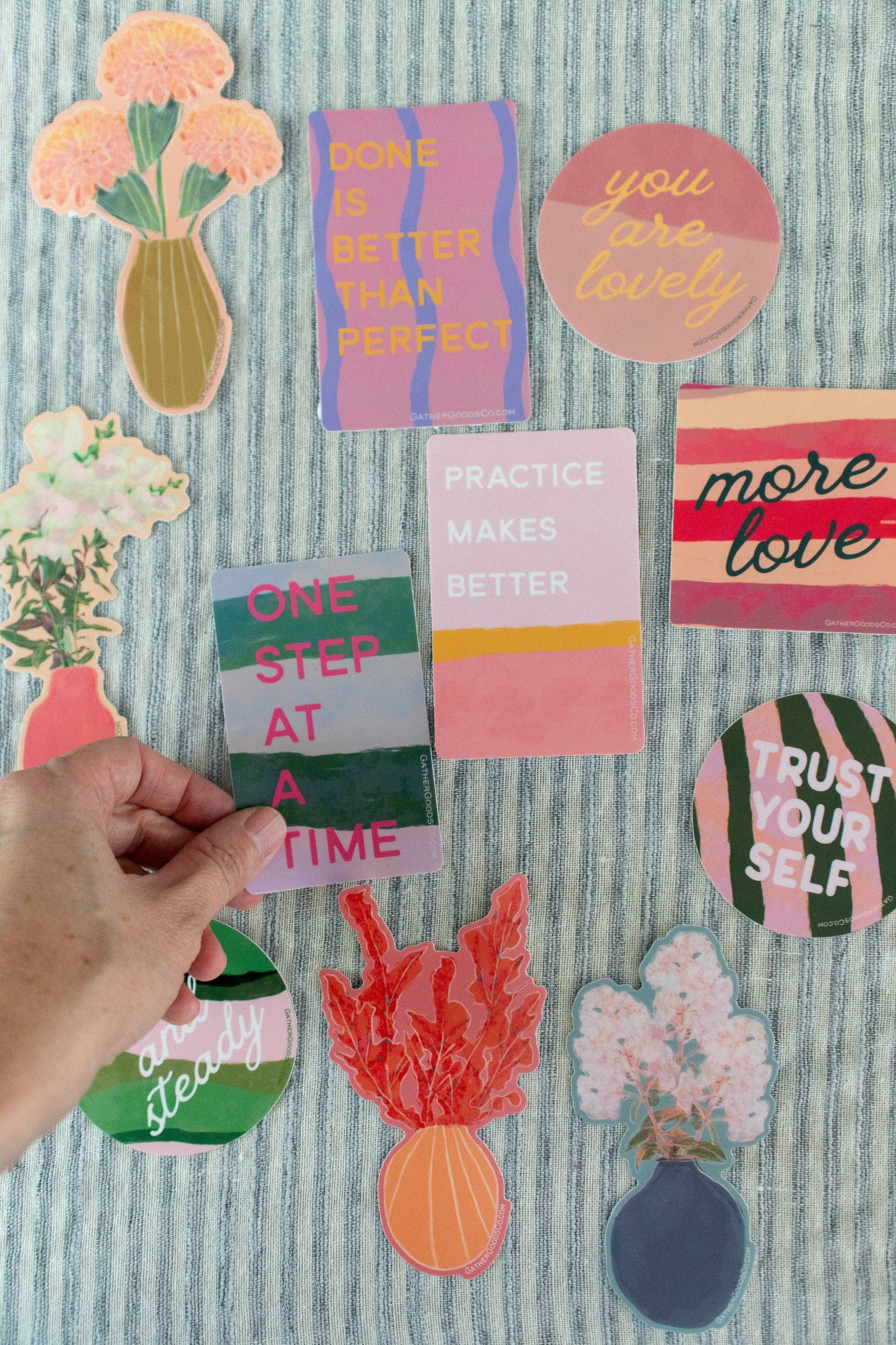Gather Goods Co - Cards, Coasters, Tea Towels, Art, Mugs - Wholesale Sticker - Done is Better Than Perfect Sticker3