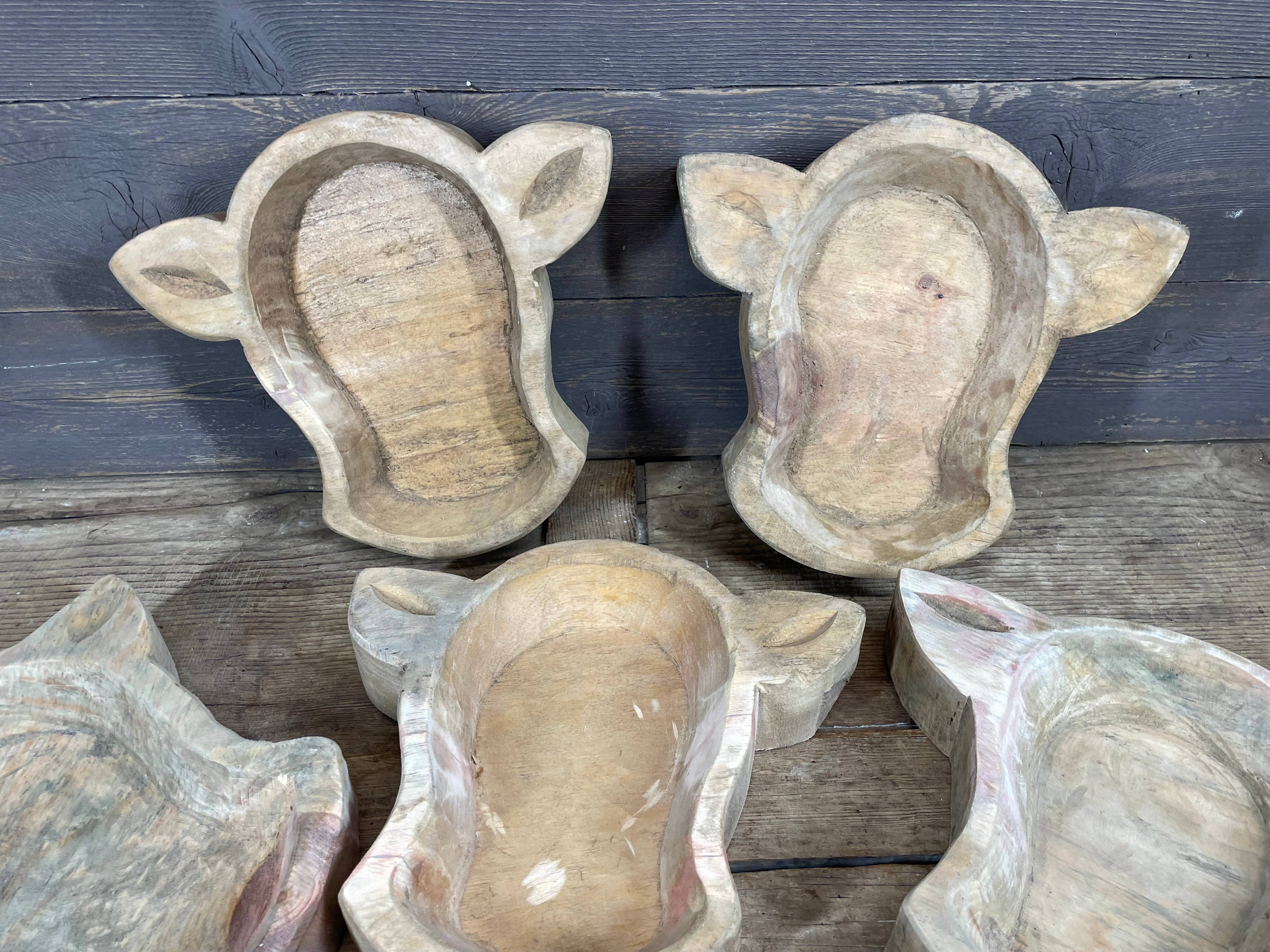 My Amigos Imports - Wholesale Decorative Plate/Dish/Bowl - Cow Head-Large-Dough Bowl-11x12-Home Decor #2-Unfinished3