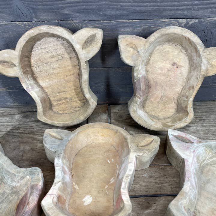 My Amigos Imports - Wholesale Decorative Plate/Dish/Bowl - Cow Head-Large-Dough Bowl-11x12-Home Decor #2-Unfinished3