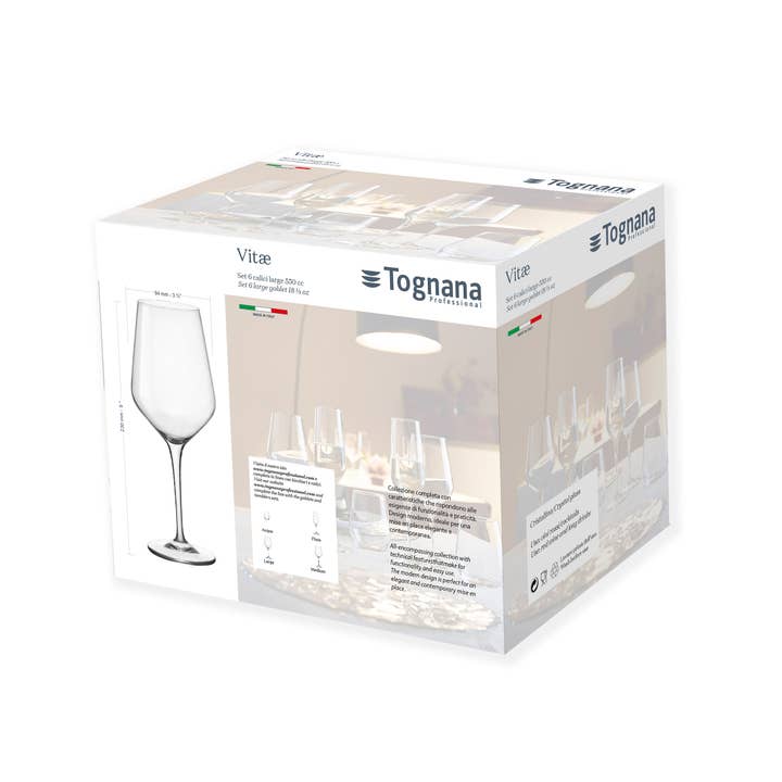 Tognana - Wholesale Drinking Glass/Cup - Set of 6 Goblets Large Cc550 Vitae Transparent1