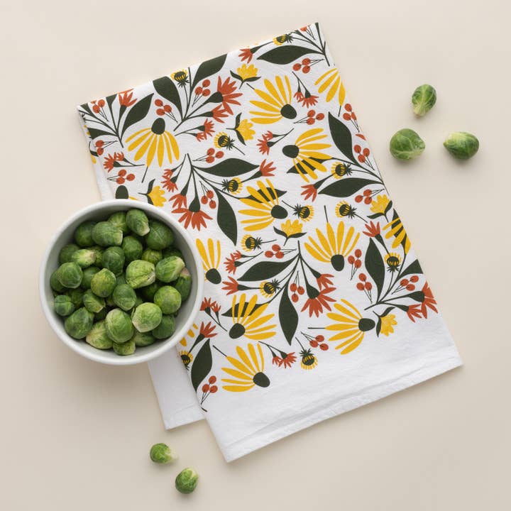 Torchon à Fleurs d'Automne | Décoration de Cuisine pour la vente par HAZELMADE® Tea Towels + Gifts