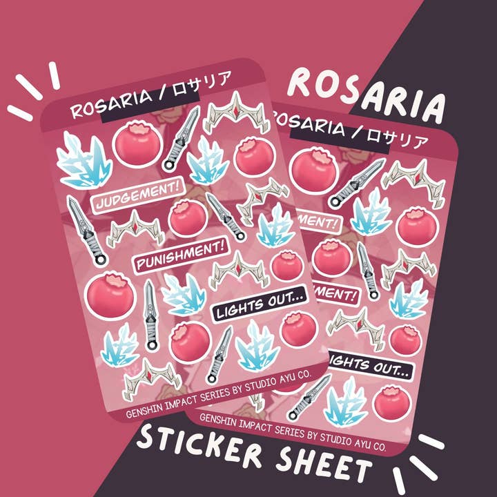 Autocolante Mate à Prova de Água Rosaria - Genshin Impact por atacado de Studio Ayu