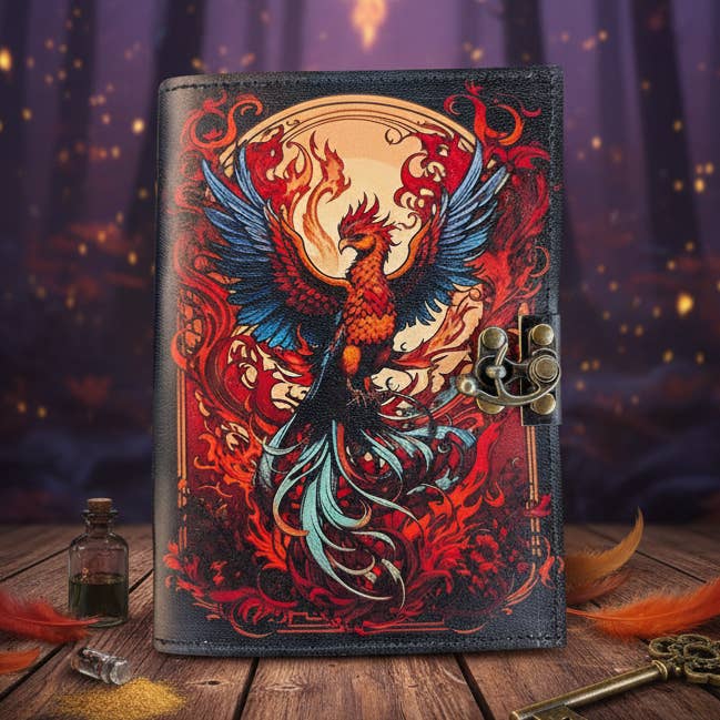 MNM HANDICRAFTS - Venta al por mayor Diario/agenda - Libro de Grimorio Renacimiento de Cuero de Fénix Hecho a Mano0