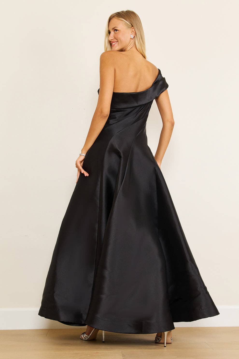 Kos Couture - Wholesale Gown - Women's - Classy Satin One-Shoulder Long Gown A Line with Slit4