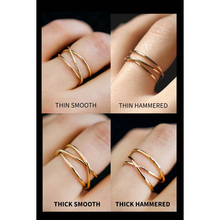 Hannah Naomi - Wholesale Cocktail/Statement Ring - Small Wraparound Ring, 14K Gold Fill