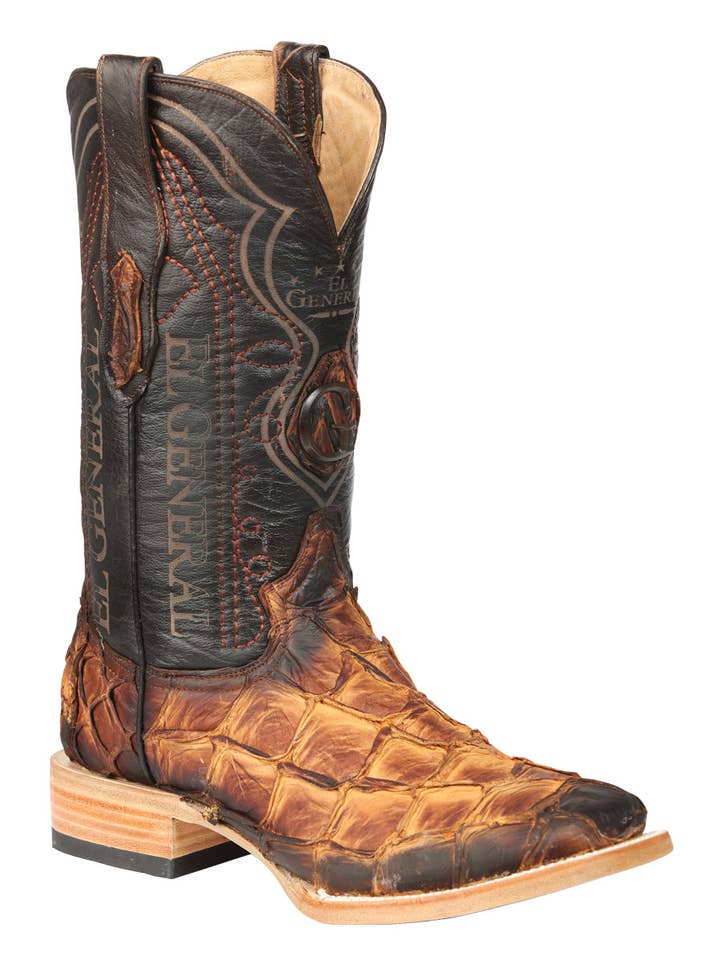 El General Herren Exotische Monster Fisch Rodeo Cowboy Stiefel Cognac für den Großhandel von Conejo Western Wear