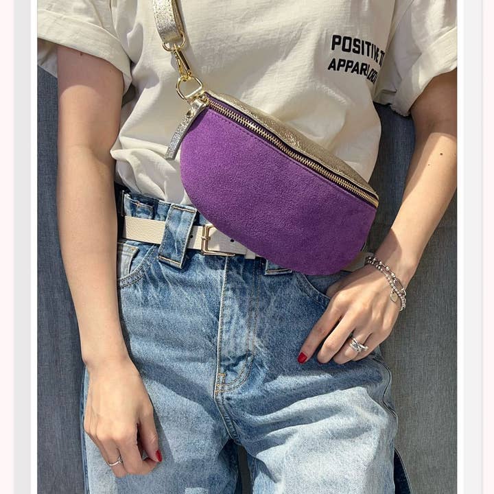 Z et Z - Wholesale Belt Bag - Women's - Small suede and iridescent leather fanny pack3