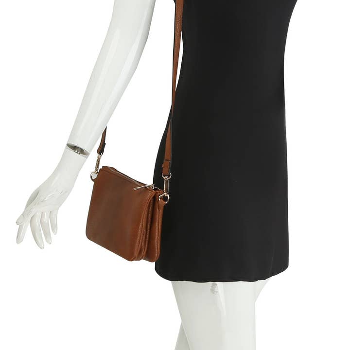 Handbag Factory Corp - Wholesale Crossbody Bag - Women's - Tripe comparament convertible clutch crossbody wristlet