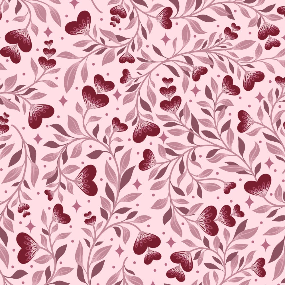 Roxy Lane Design - Wholesale Flat Wrap - Wrapping Paper Sheets - Valentine Vines - Pink1