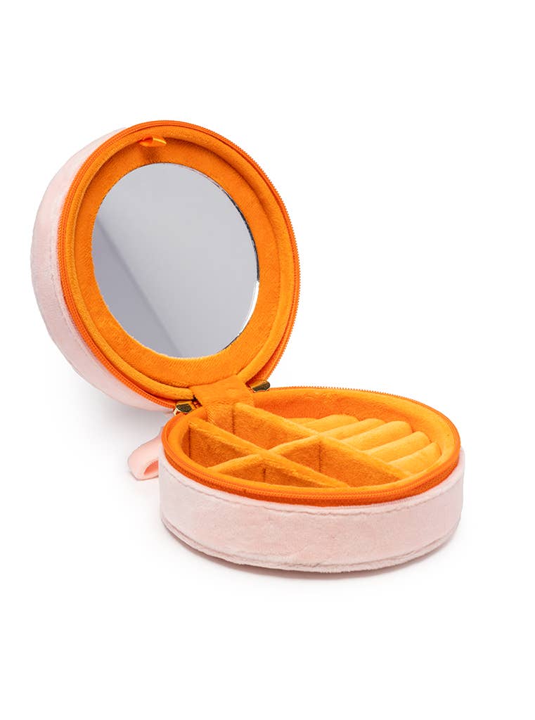 Living Royal - Wholesale Travel Container - Velvet Jewelry Zip Case / Organizer - Cowgirl Boots - Pink3