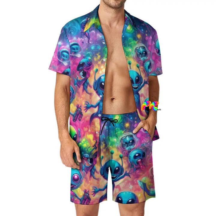 Groove Fest Men's Rave Swim Shorts Set for wholesale by Prism Raves