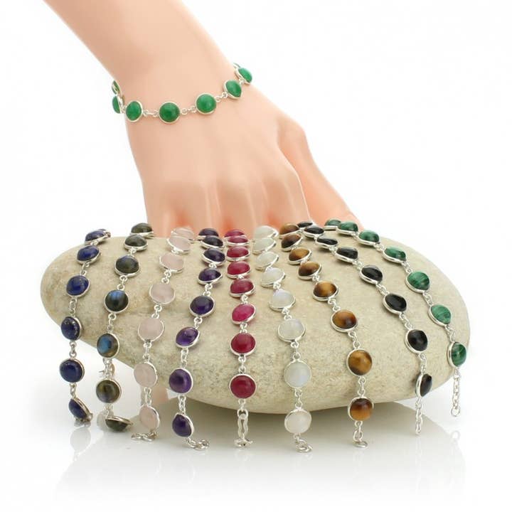 Silver Bracelet With Round Gems for wholesale by UniArt