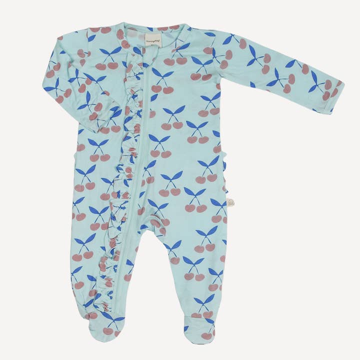 Ruffle Footie Sleeper - Cherries for wholesale by Charming Mary