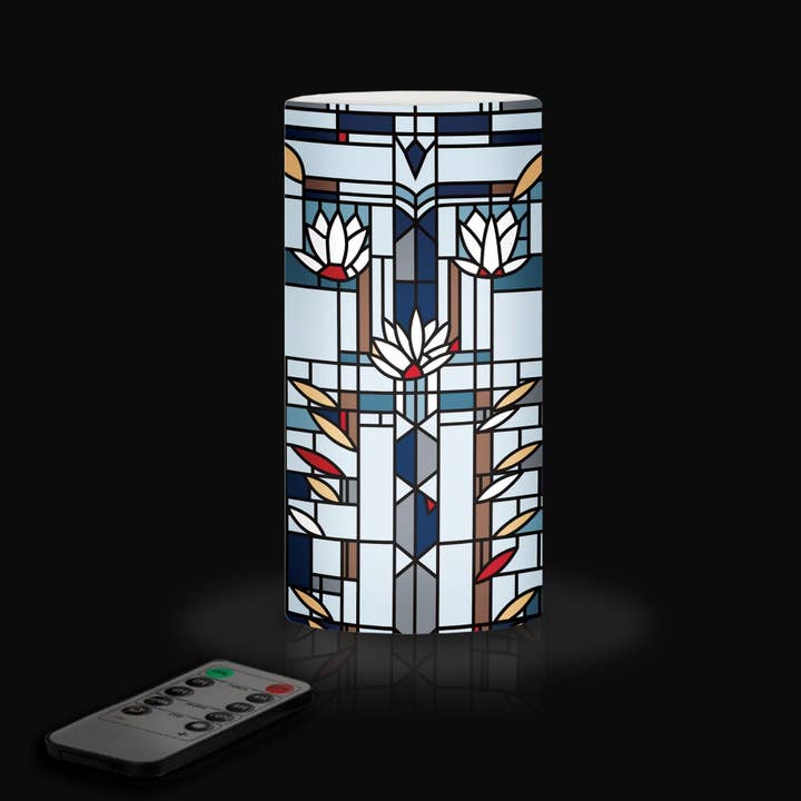 Frank Lloyd Wright Nénuphars Bougie LED 6" – Fonctionne à Piles, Vacillante pour la vente par Apparel Now
