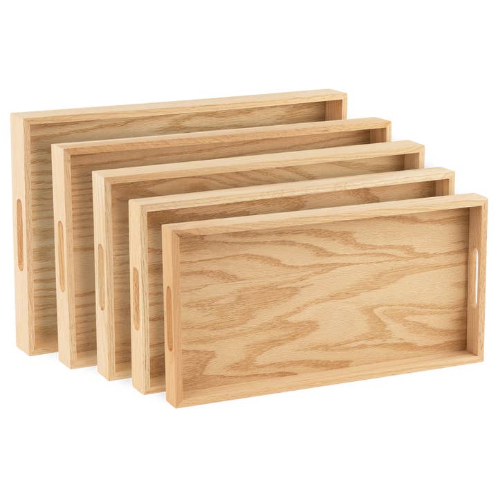 Oak Wood Nested Serving Trays - Five Piece Set of Rectangula for wholesale by Hammont