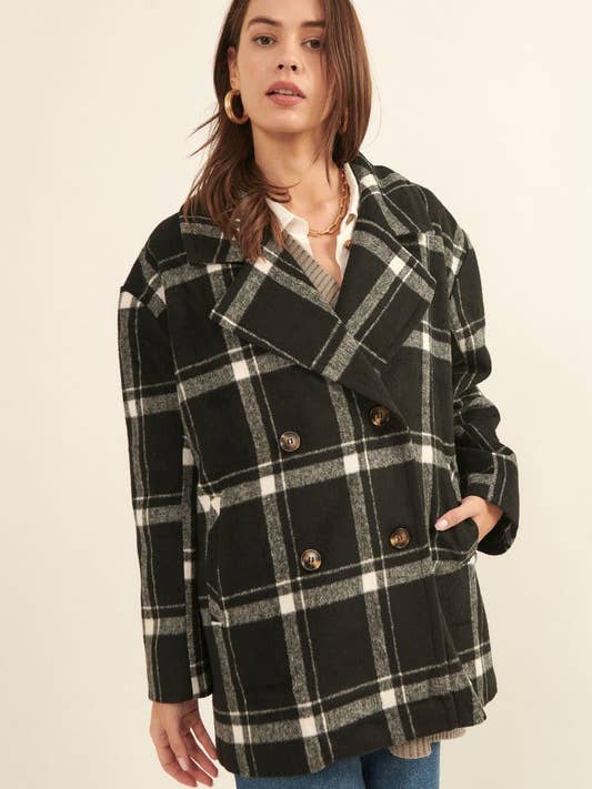 Jaqueta xadrez oversized dupla trespassada por atacado de MintChoco