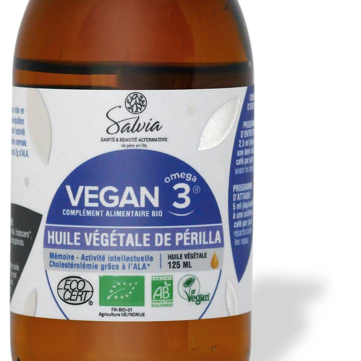 Vegan 3 Perilla - 125ml bottle - Organic - vegetable omega-3 for wholesale by Salvia