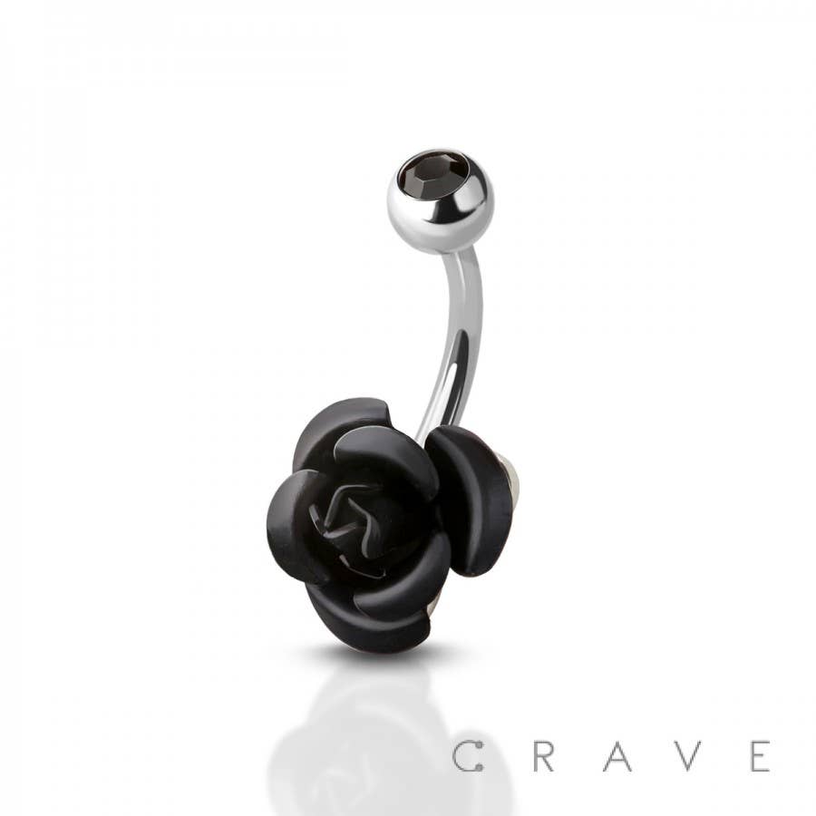 SS AQUA GA MM MM MM ROSE BELLY BUTTON RING for wholesale on Faire4