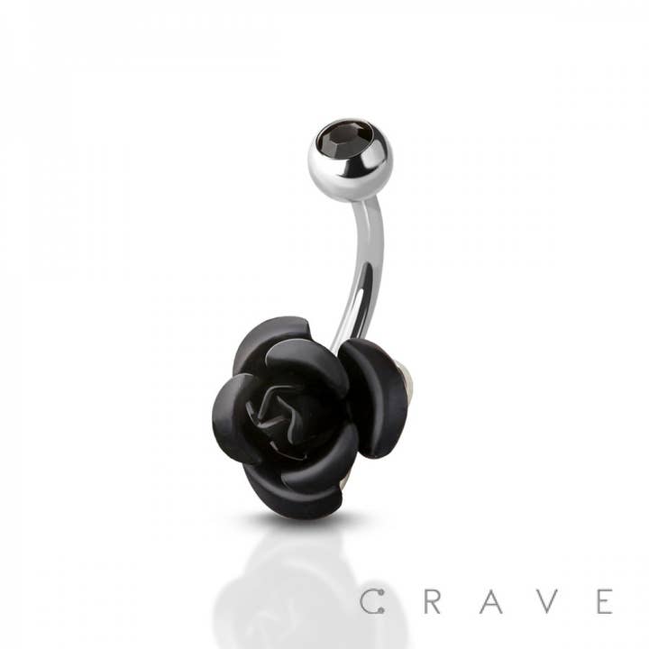SS AQUA GA MM MM MM ROSE BELLY BUTTON RING for wholesale on Faire4