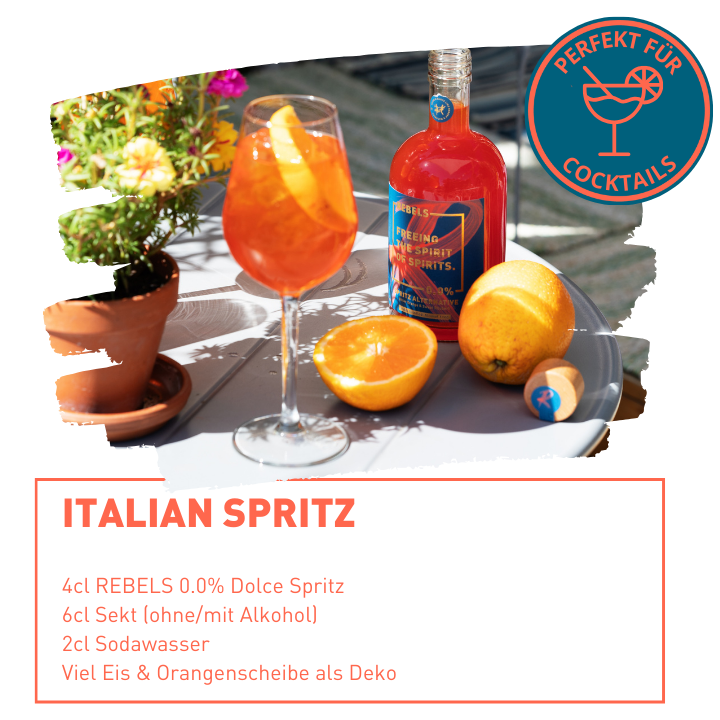 REBELS 0.0% – Engroshandel Alkoholfri aperitif – DOLCE SPRITZ alkoholisk Aperol Spritz-alternativ 0,0%6