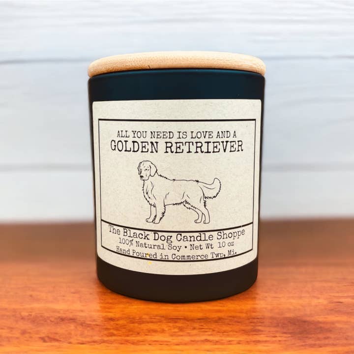 The Black Dog Candle Shoppe - Wholesale Jar/Filled Candle - Golden Retriever Dog Breed Candle1