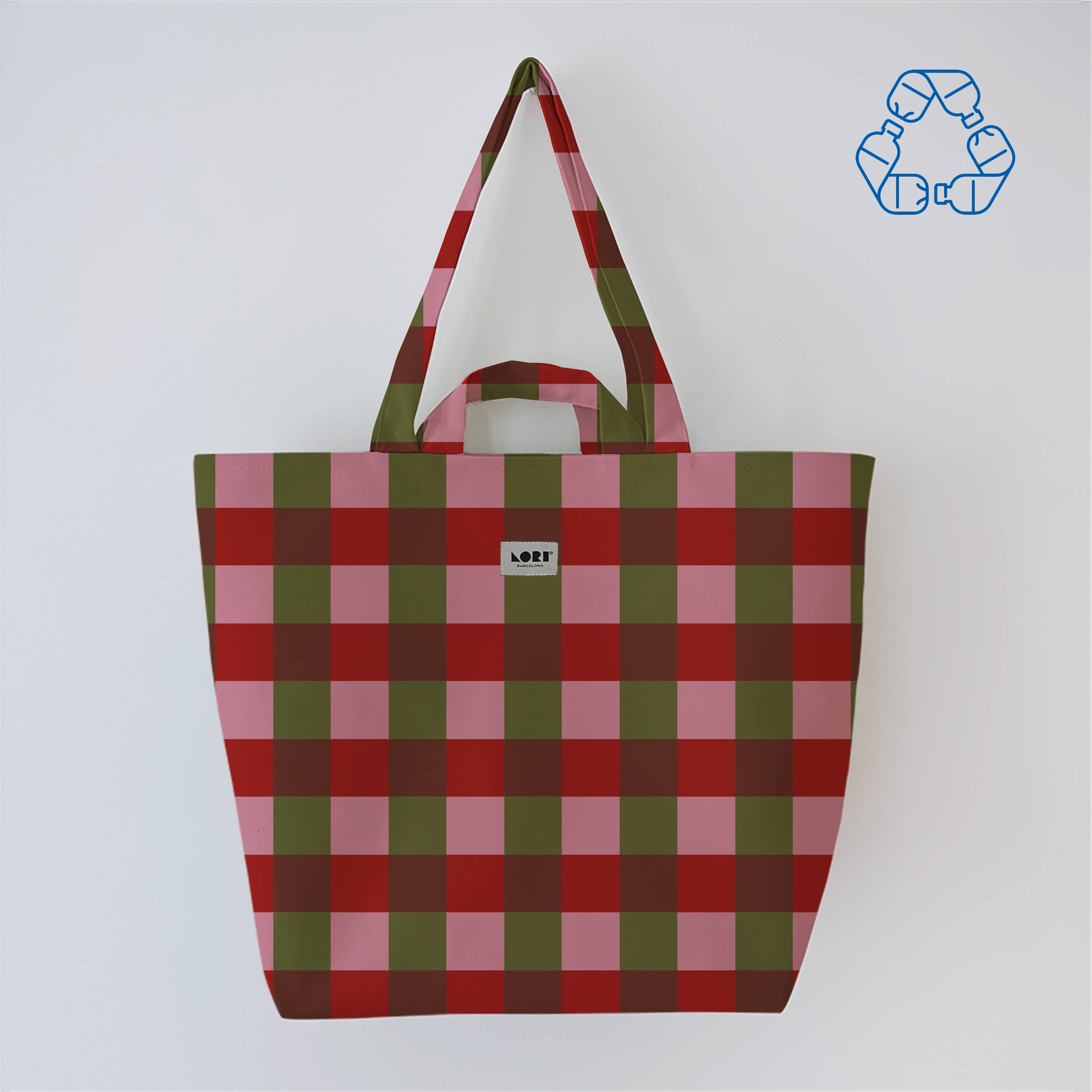 Lori Barcelona - Wholesale Tote Bag - Women's - VICHY Checkered Handle Bag Color8