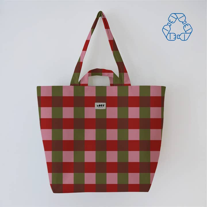 Lori Barcelona - Wholesale Tote Bag - Women's - VICHY Checkered Handle Bag Color8