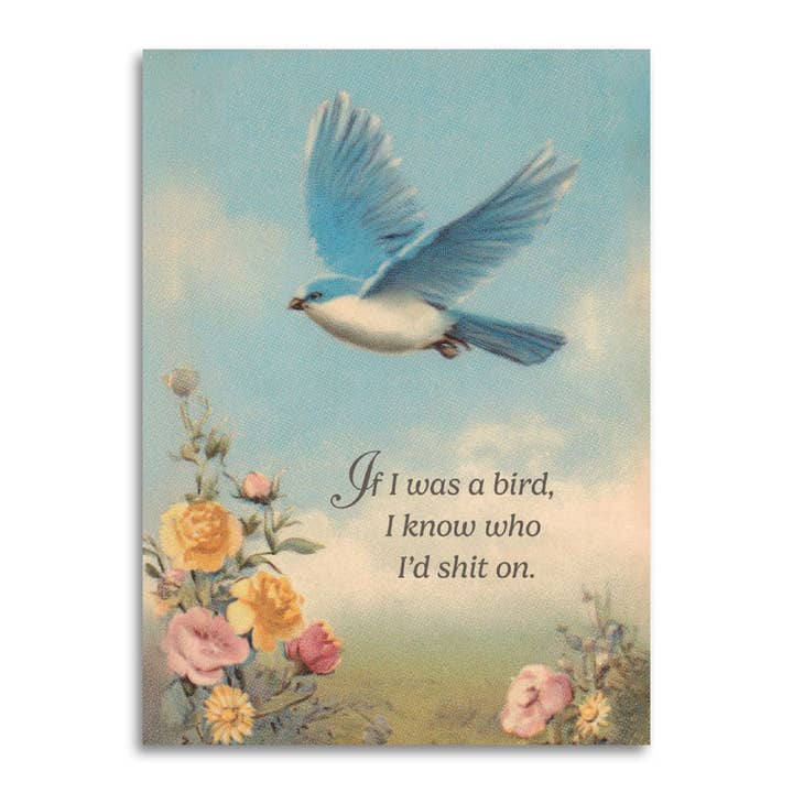 If I Was a Bird, I Know Who I’d Shit On - Funny Vintage Card for wholesale by Bad Betty Greeting Co.