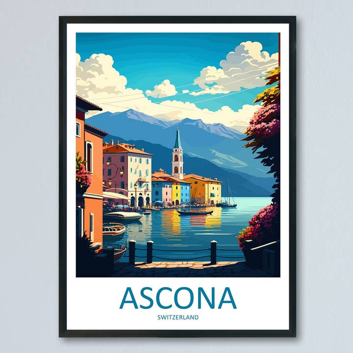 Ascona Travel Print Wall Art Ascona Wall Hanging Home Décor Ascona Gift Art Lovers Switzerland Art Lover Gift Ascona Travel Art for wholesale by TravelzonaArt
