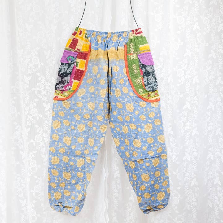Karma Nepal Crafts - Wholesale Pants – Women's - One of a Kind Kantha Baggy Pants with Pockets7