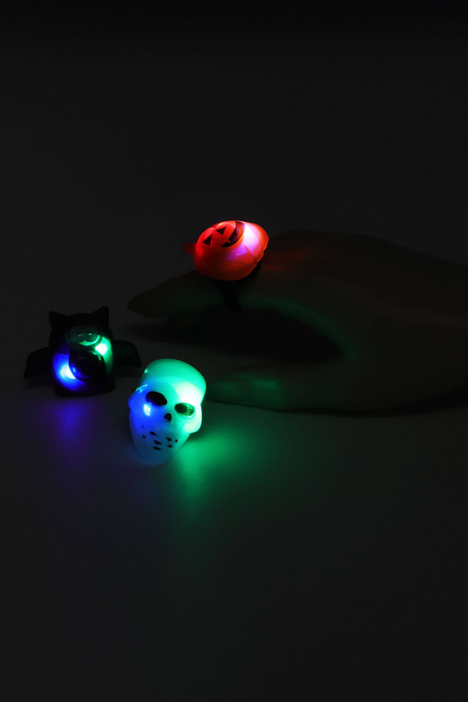 ASSORTED Halloween Ornament Led Light-up Ring - 24 Pcs for wholesale on Faire4