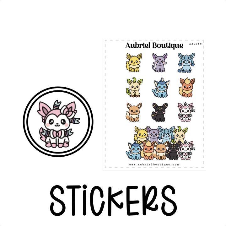 EEVEELUTIONS - POKEMON LIMITED EDITION, planner stickers — AB0985 for wholesale by AubrielBoutique