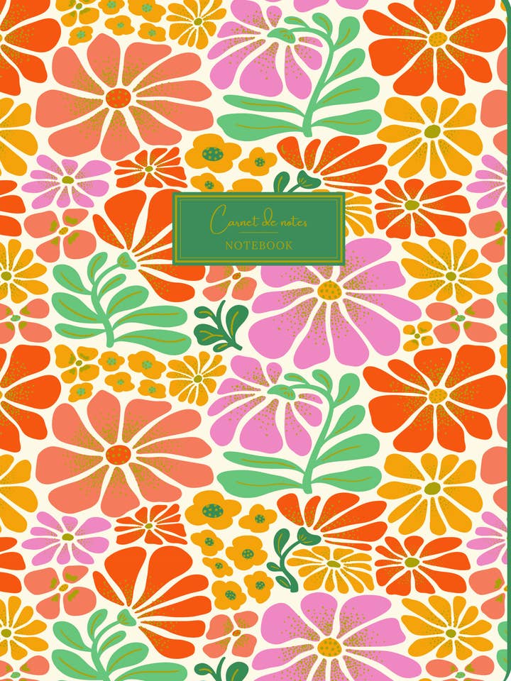 4113-25245 Caderno Motivo floral estilo anos 70 por atacado de Multi Técnica de Papelería SA