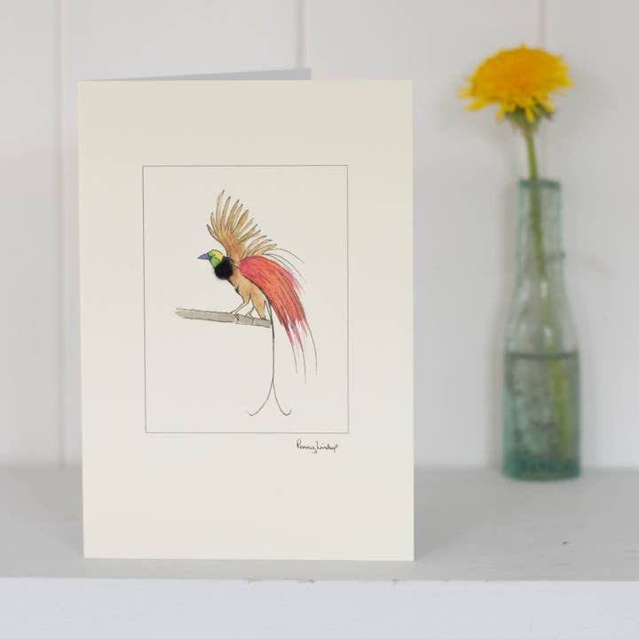 Bird of Paradise greetings card with wool | 3-d effect for wholesale by Papersheep UK