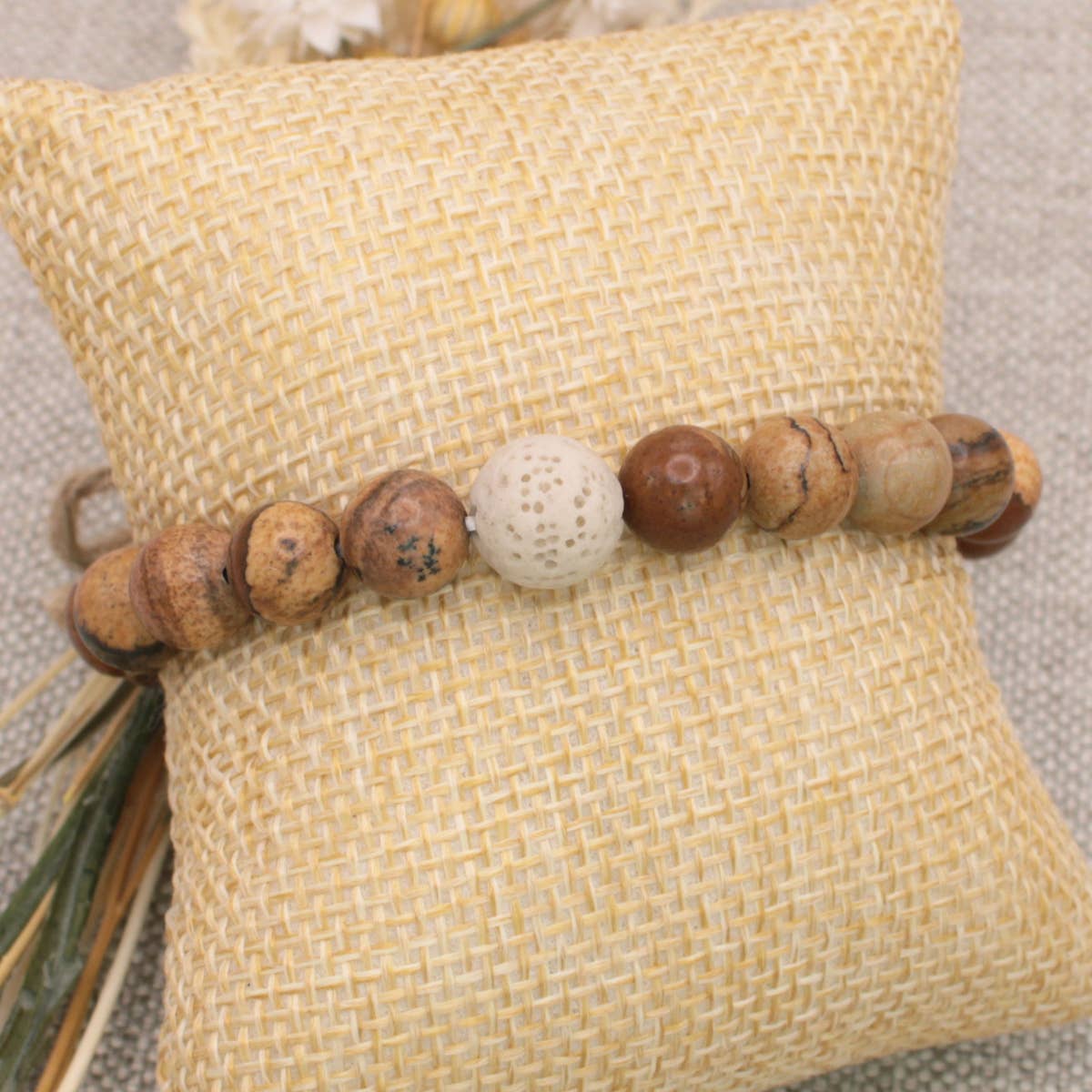 ZAD – wholesale Aromatherapy bracelet – Brown Picture Jasper Essential Oil Diffuser Bracelet3